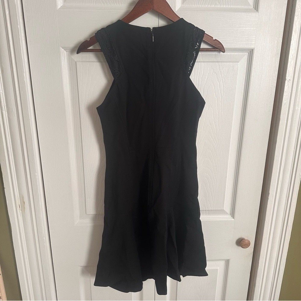 Rebecca Taylor Black Lace Inset Fit & Flare Mini Dress‎ Sleeveless Size 4 - Picture 6 of 11